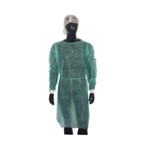 Bata-Desechable-con-Puño-Elástico-Verde-TST-en-un-entorno-clínico-2